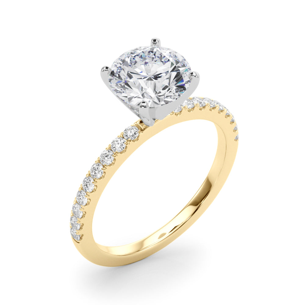 Lustrous 51162 Shank Round Diamond Engagement Ring in 10K/14K gold and platinum with certified lab-grown or natural diamonds