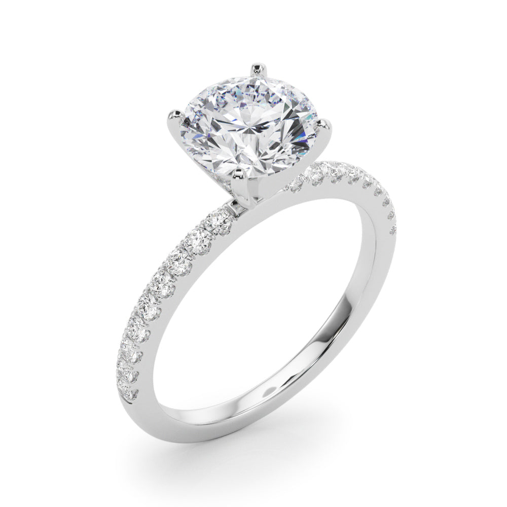 Lustrous 51162 Shank Round Diamond Engagement Ring in 10K/14K gold and platinum with certified lab-grown or natural diamonds