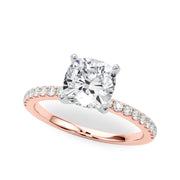 Lustrous 51162 Shank Round Diamond Engagement Ring in 10K/14K gold and platinum with certified lab-grown or natural diamonds