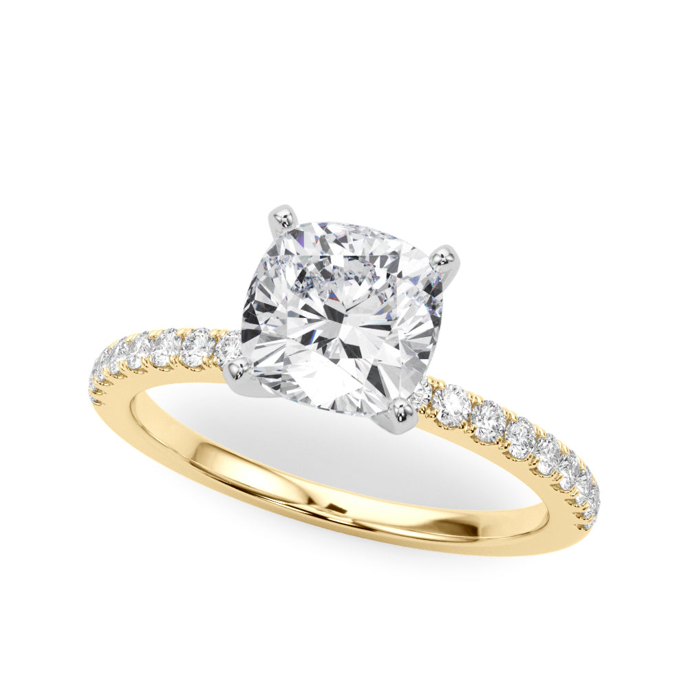 Lustrous 51162 Shank Round Diamond Engagement Ring in 10K/14K gold and platinum with certified lab-grown or natural diamonds