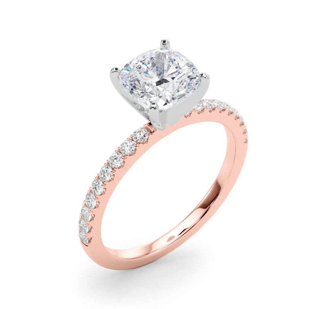 Lustrous 51162 Shank Round Diamond Engagement Ring in 10K/14K gold and platinum with certified lab-grown or natural diamonds