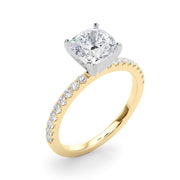 Lustrous 51162 Shank Round Diamond Engagement Ring in 10K/14K gold and platinum with certified lab-grown or natural diamonds