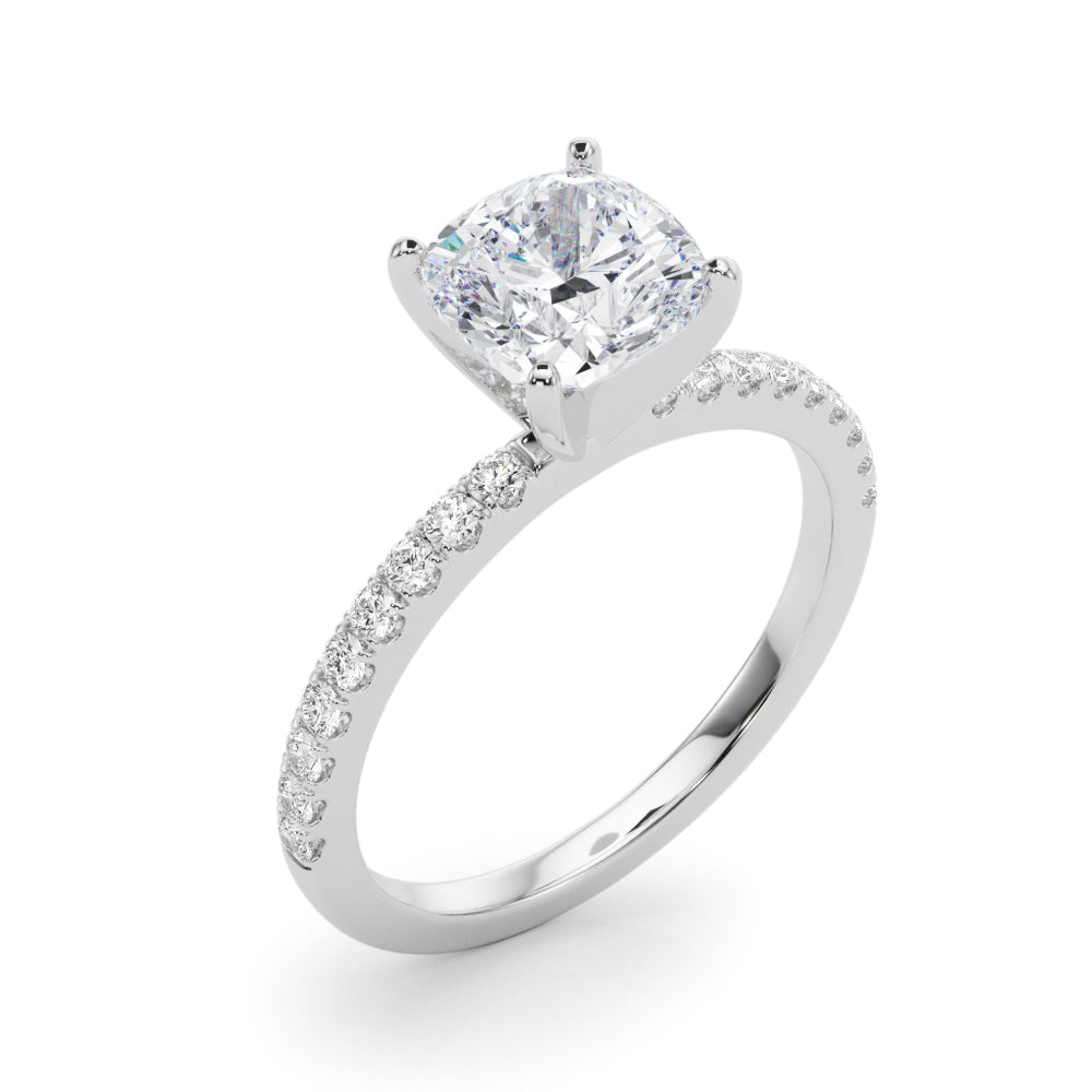 Lustrous 51162 Shank Round Diamond Engagement Ring in 10K/14K gold and platinum with certified lab-grown or natural diamonds