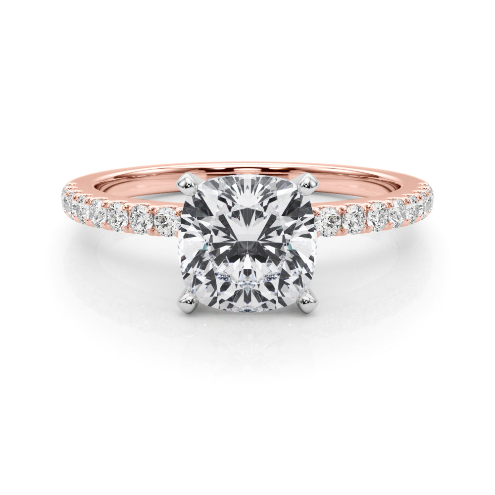 Lustrous 51162 Shank Round Diamond Engagement Ring in 10K/14K gold and platinum with certified lab-grown or natural diamonds