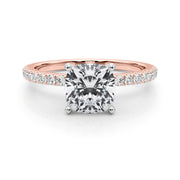 Lustrous 51162 Shank Round Diamond Engagement Ring in 10K/14K gold and platinum with certified lab-grown or natural diamonds