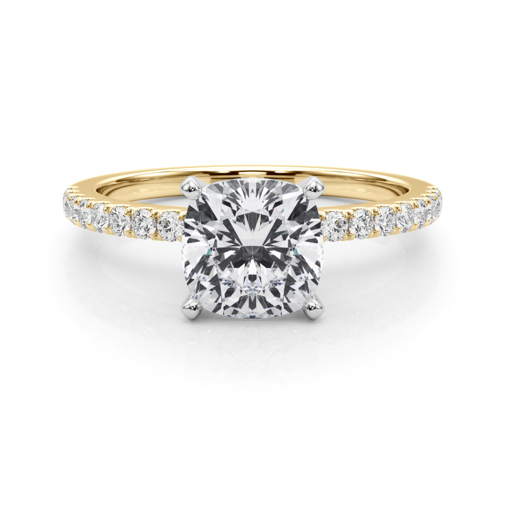 Lustrous 51162 Shank Round Diamond Engagement Ring in 10K/14K gold and platinum with certified lab-grown or natural diamonds