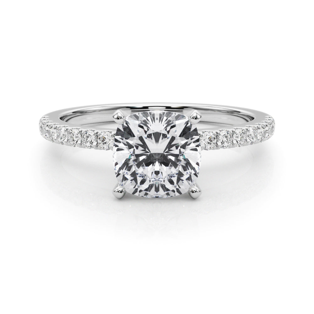 Lustrous 51162 Shank Round Diamond Engagement Ring in 10K/14K gold and platinum with certified lab-grown or natural diamonds