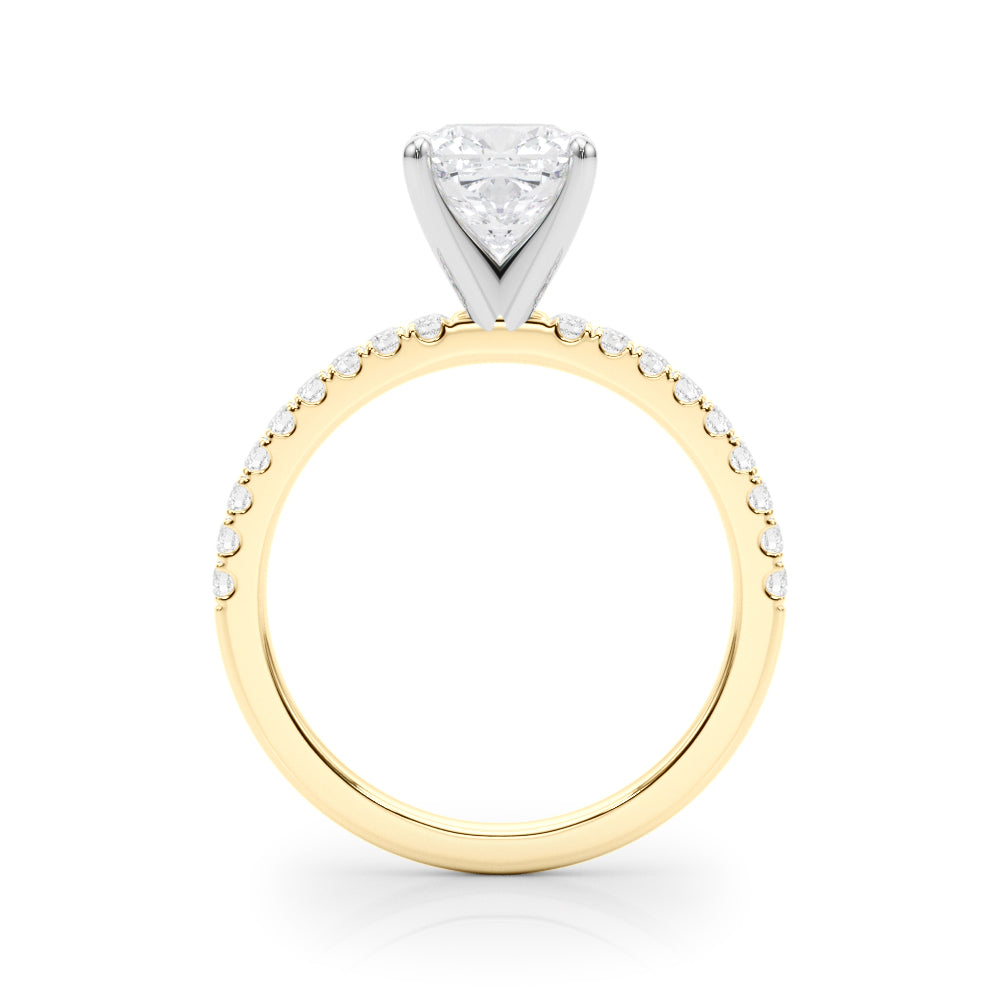 Lustrous 51162 Shank Round Diamond Engagement Ring in 10K/14K gold and platinum with certified lab-grown or natural diamonds