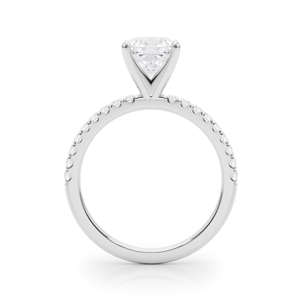 Lustrous 51162 Shank Round Diamond Engagement Ring in 10K/14K gold and platinum with certified lab-grown or natural diamonds