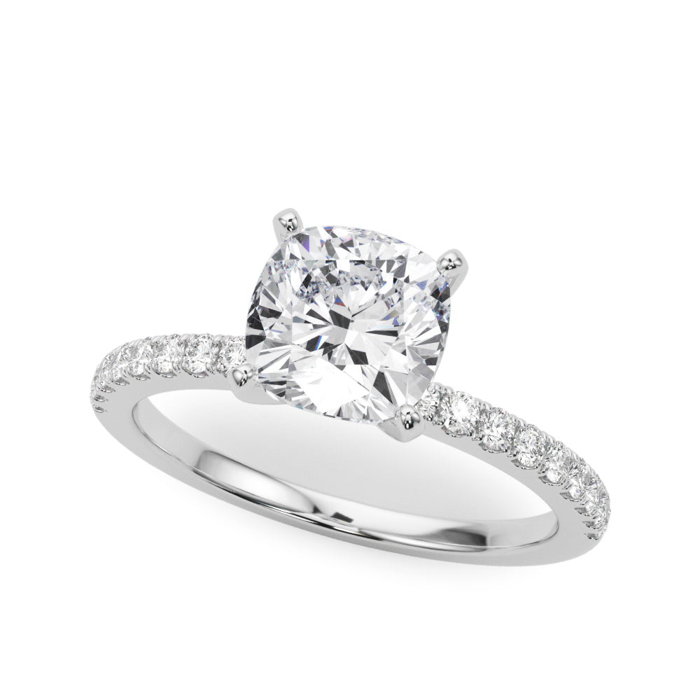 Lustrous 51162 Shank Round Diamond Engagement Ring in 10K/14K gold and platinum with certified lab-grown or natural diamonds