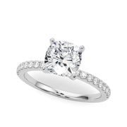 Lustrous 51162 Shank Round Diamond Engagement Ring in 10K/14K gold and platinum with certified lab-grown or natural diamonds