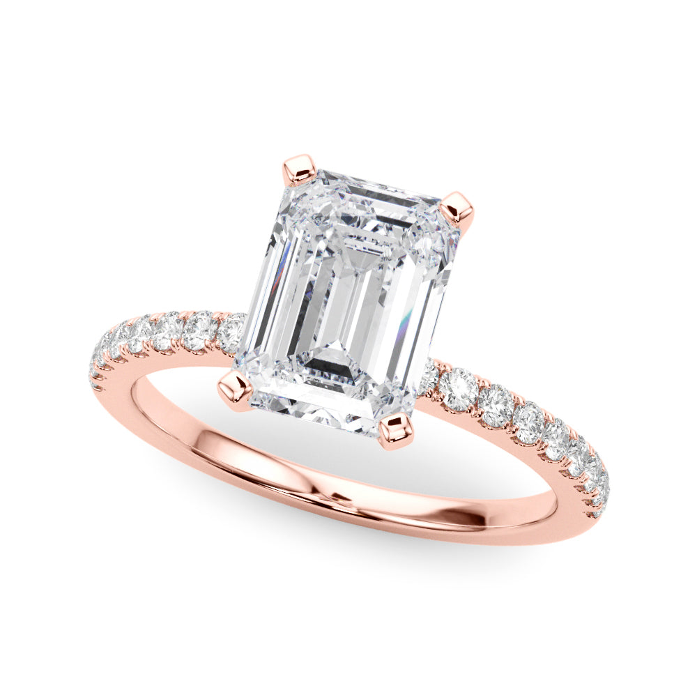Lustrous 51162 Shank Round Diamond Engagement Ring in 10K/14K gold and platinum with certified lab-grown or natural diamonds