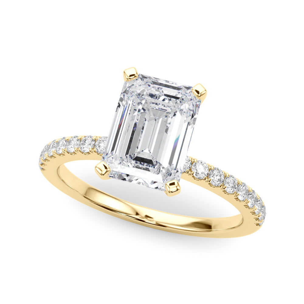 Lustrous 51162 Shank Round Diamond Engagement Ring in 10K/14K gold and platinum with certified lab-grown or natural diamonds