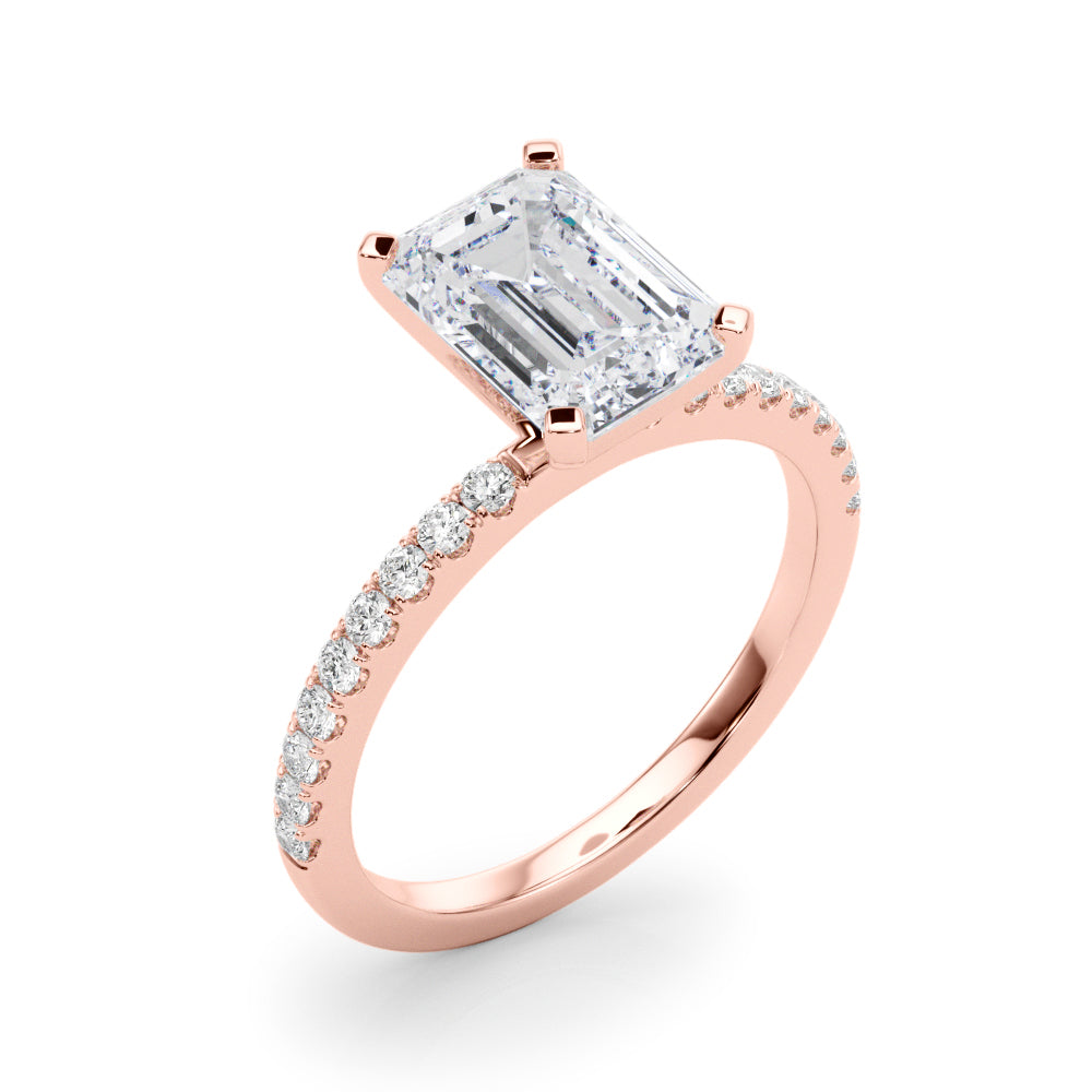 Lustrous 51162 Shank Round Diamond Engagement Ring in 10K/14K gold and platinum with certified lab-grown or natural diamonds