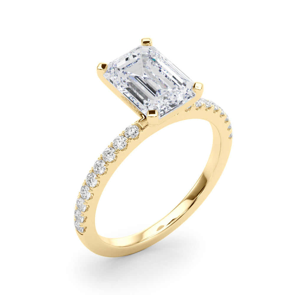 Lustrous 51162 Shank Round Diamond Engagement Ring in 10K/14K gold and platinum with certified lab-grown or natural diamonds