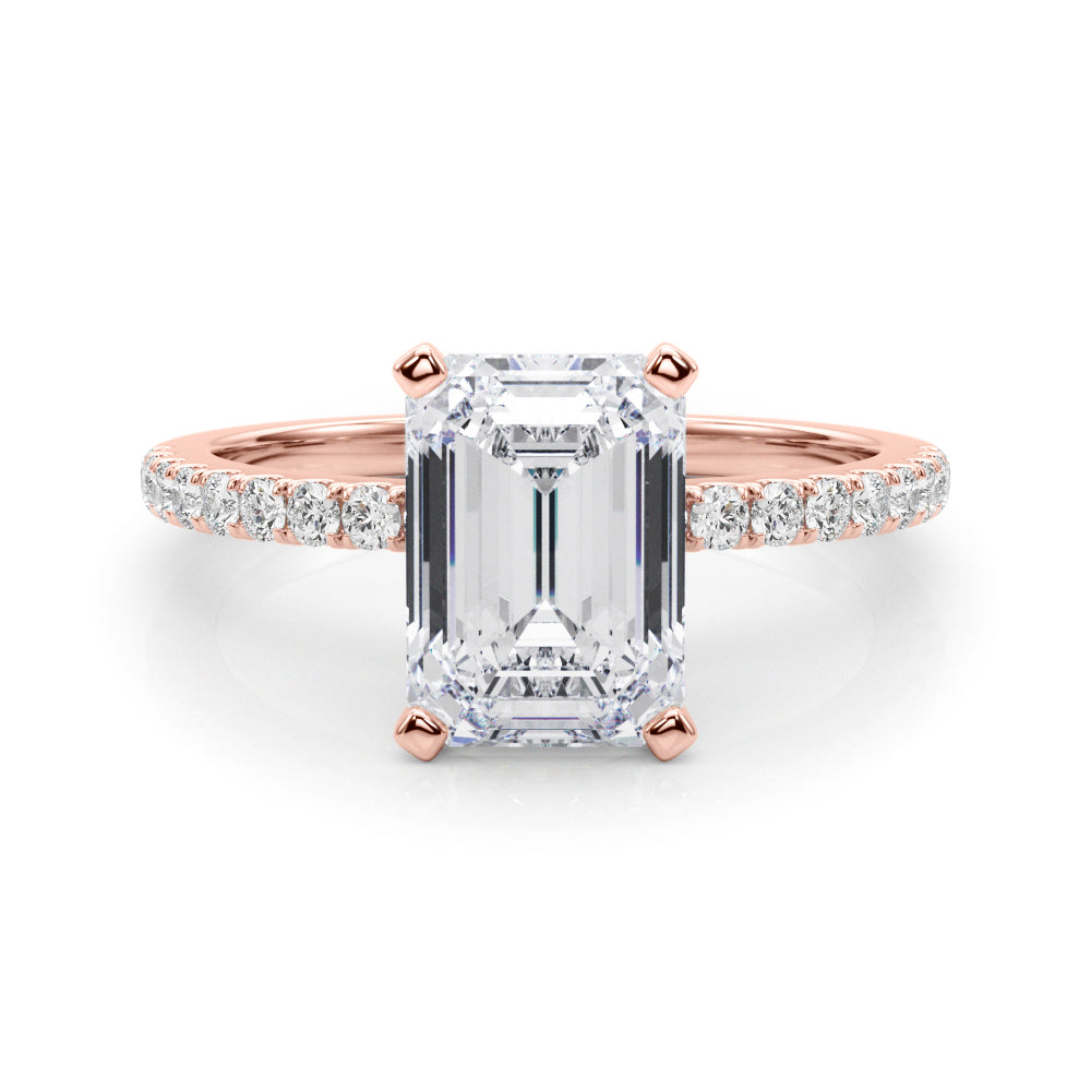 Lustrous 51162 Shank Round Diamond Engagement Ring in 10K/14K gold and platinum with certified lab-grown or natural diamonds