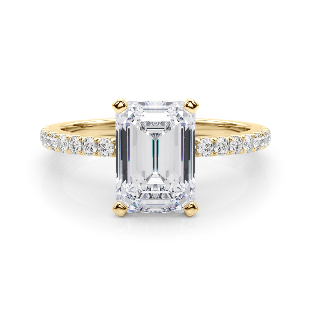 Lustrous 51162 Shank Round Diamond Engagement Ring in 10K/14K gold and platinum with certified lab-grown or natural diamonds