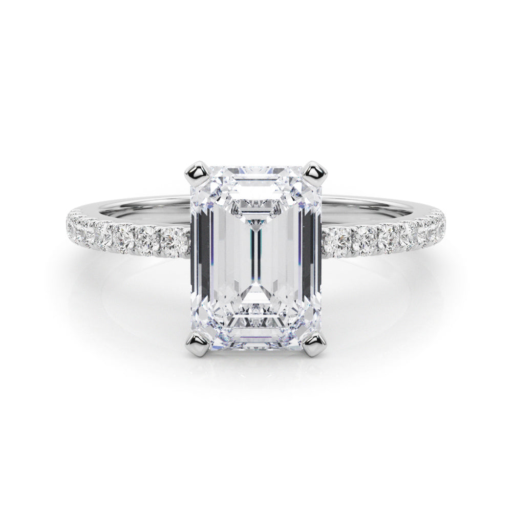 Lustrous 51162 Shank Round Diamond Engagement Ring in 10K/14K gold and platinum with certified lab-grown or natural diamonds