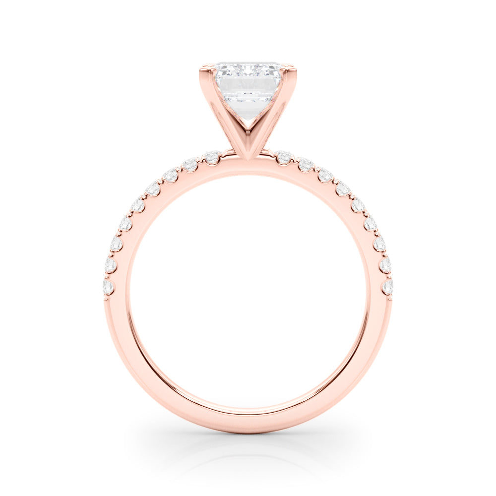 Lustrous 51162 Shank Round Diamond Engagement Ring in 10K/14K gold and platinum with certified lab-grown or natural diamonds