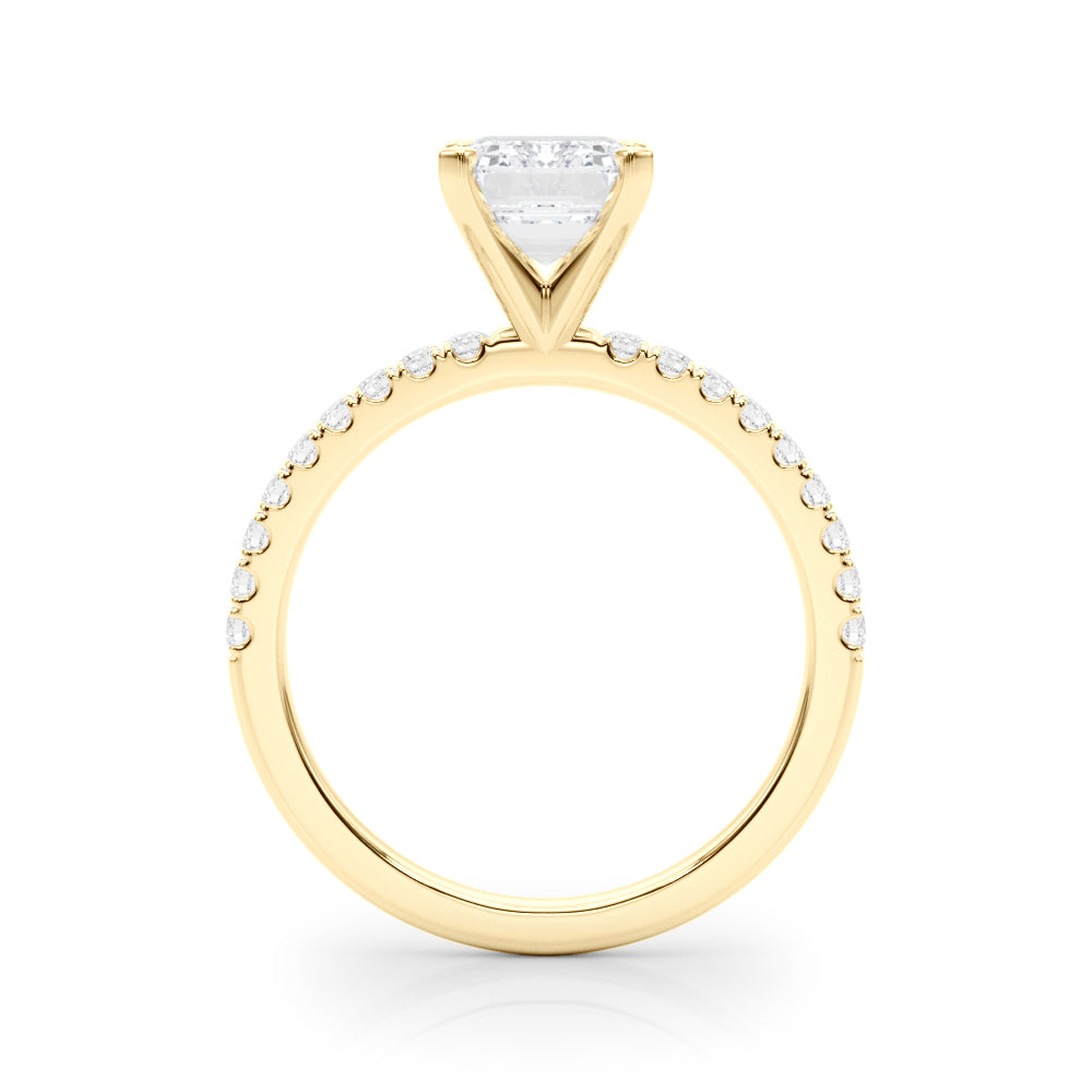 Lustrous 51162 Shank Round Diamond Engagement Ring in 10K/14K gold and platinum with certified lab-grown or natural diamonds