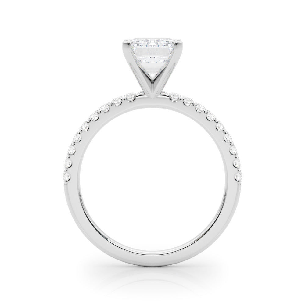 Lustrous 51162 Shank Round Diamond Engagement Ring in 10K/14K gold and platinum with certified lab-grown or natural diamonds
