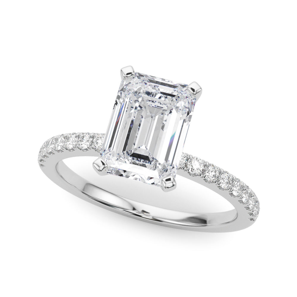 Lustrous 51162 Shank Round Diamond Engagement Ring in 10K/14K gold and platinum with certified lab-grown or natural diamonds