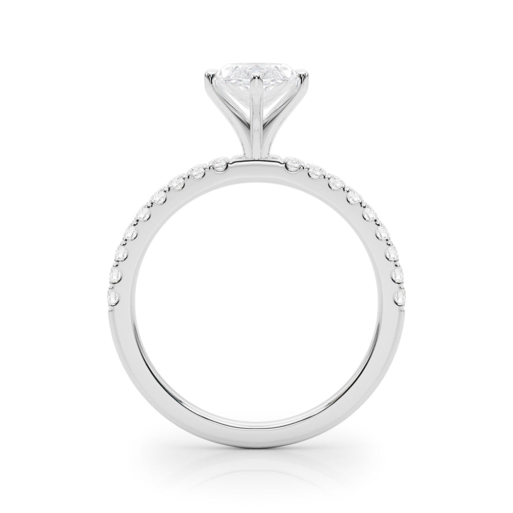 Lustrous 51162 Shank Round Diamond Engagement Ring in 10K/14K gold and platinum with certified lab-grown or natural diamonds