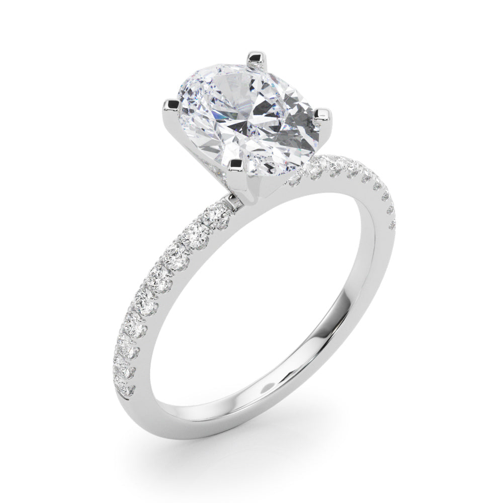 Lustrous 51162 Shank Round Diamond Engagement Ring in 10K/14K gold and platinum with certified lab-grown or natural diamonds