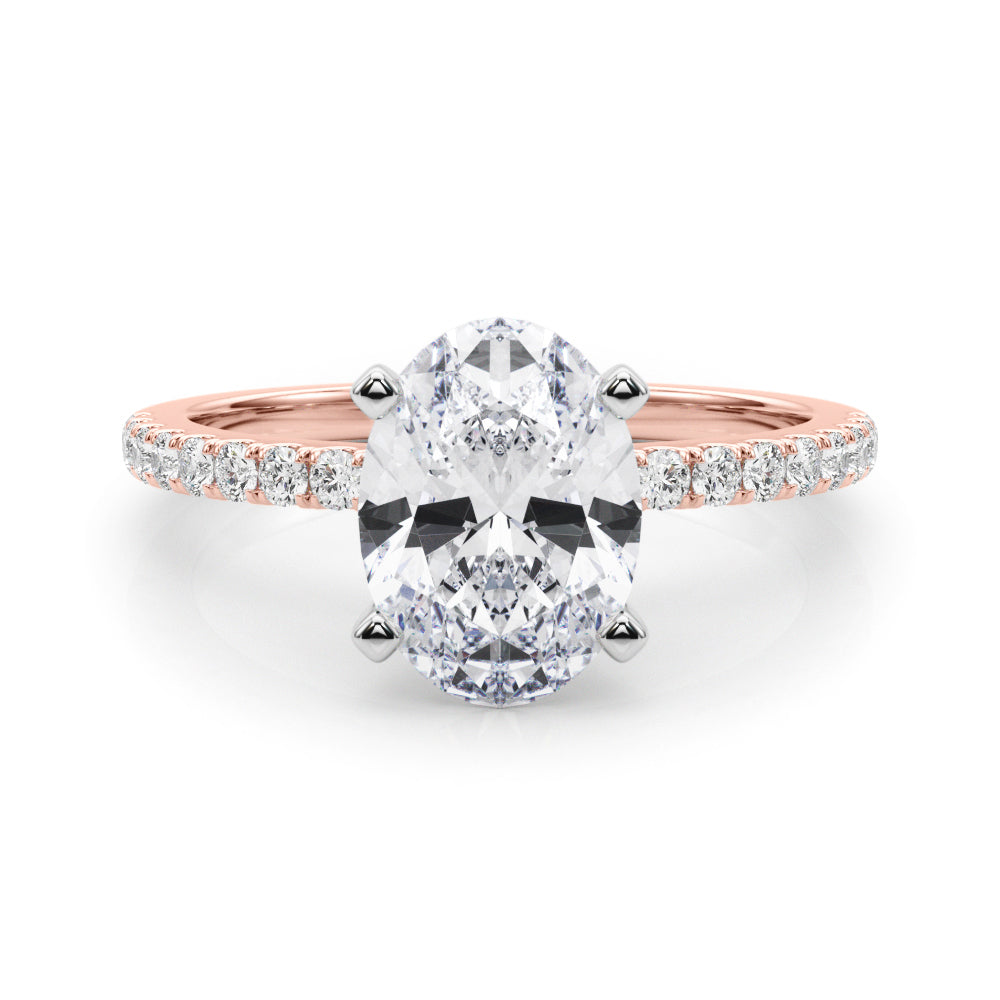 Lustrous 51162 Shank Round Diamond Engagement Ring in 10K/14K gold and platinum with certified lab-grown or natural diamonds