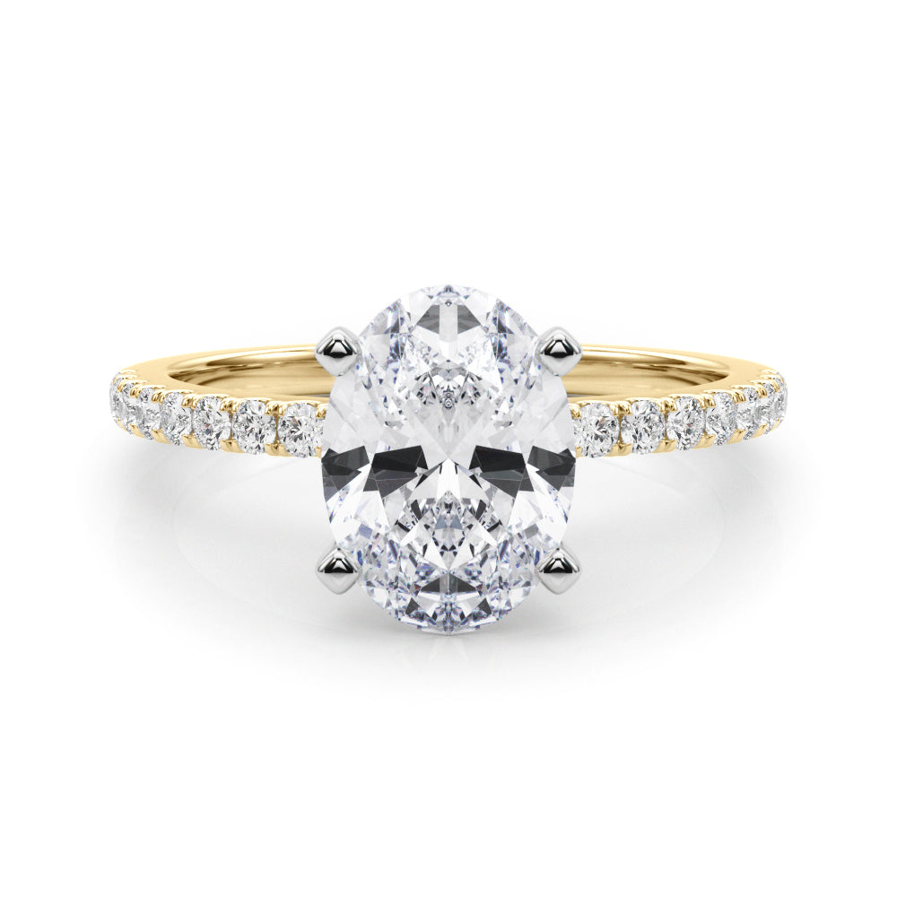 Lustrous 51162 Shank Round Diamond Engagement Ring in 10K/14K gold and platinum with certified lab-grown or natural diamonds