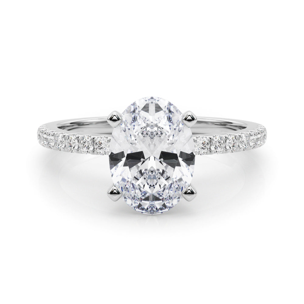 Lustrous 51162 Shank Round Diamond Engagement Ring in 10K/14K gold and platinum with certified lab-grown or natural diamonds