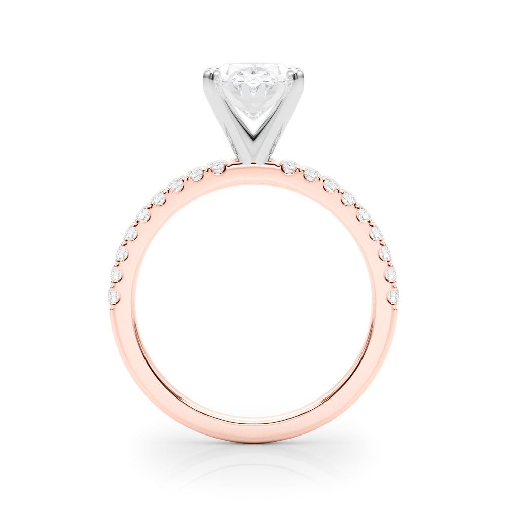 Lustrous 51162 Shank Round Diamond Engagement Ring in 10K/14K gold and platinum with certified lab-grown or natural diamonds