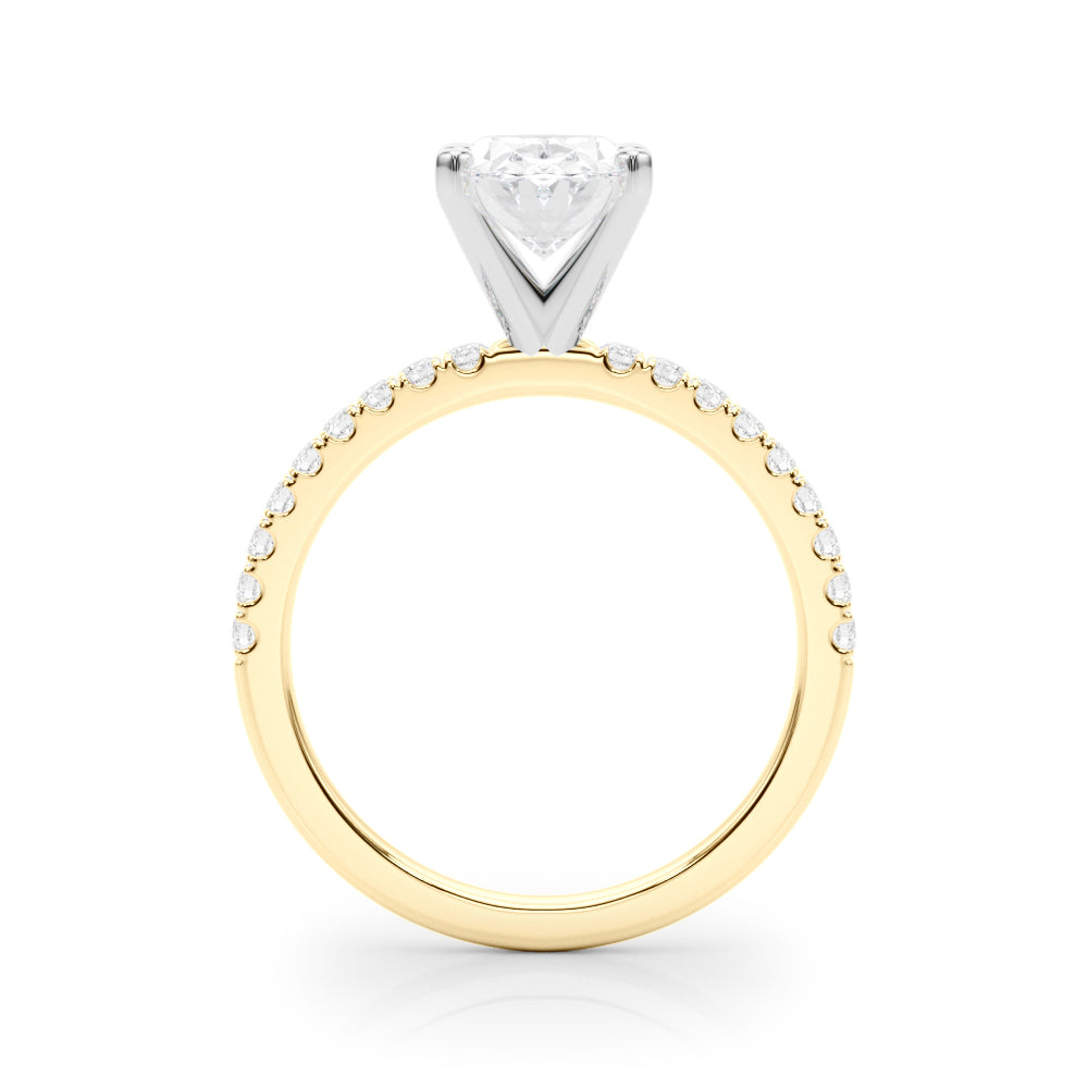 Lustrous 51162 Shank Round Diamond Engagement Ring in 10K/14K gold and platinum with certified lab-grown or natural diamonds