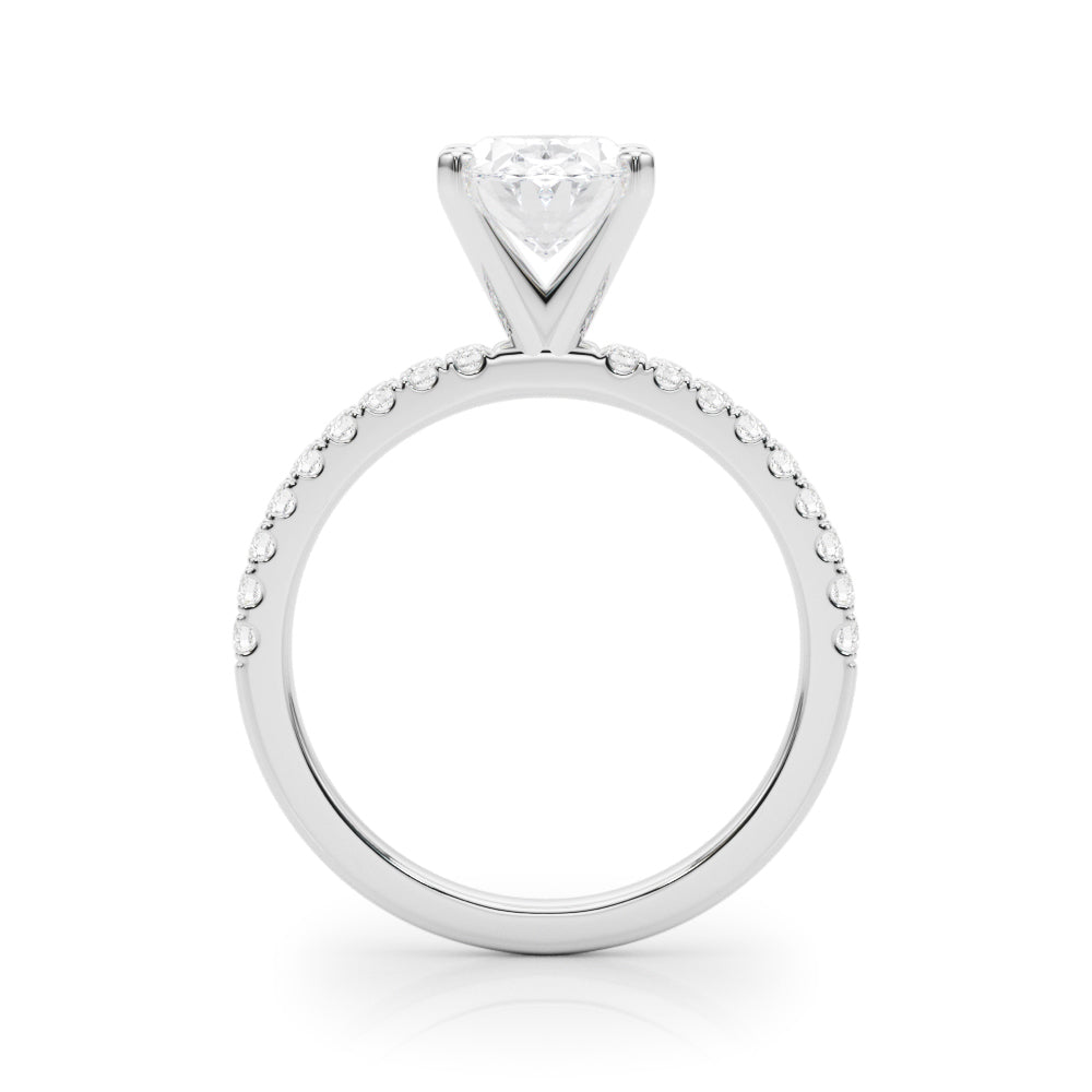 Lustrous 51162 Shank Round Diamond Engagement Ring in 10K/14K gold and platinum with certified lab-grown or natural diamonds
