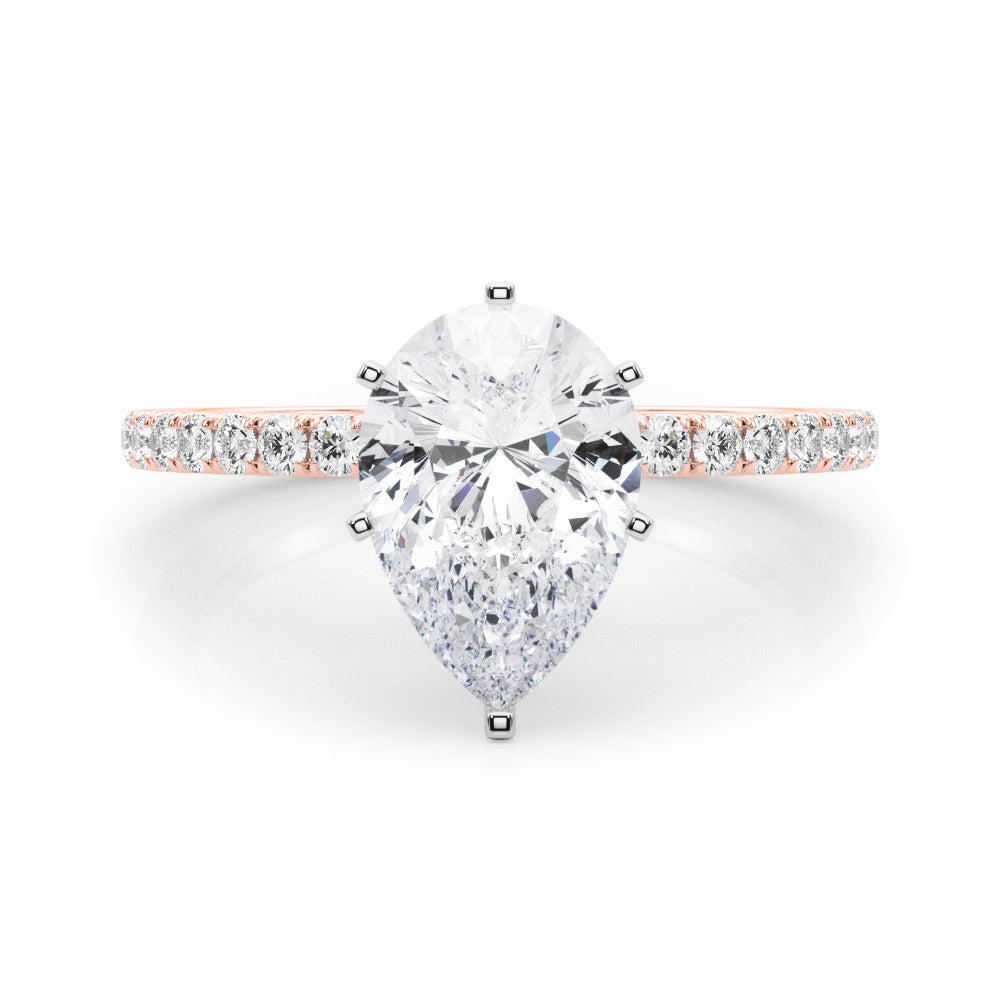 Lustrous 51162 Shank Round Diamond Engagement Ring in 10K/14K gold and platinum with certified lab-grown or natural diamonds
