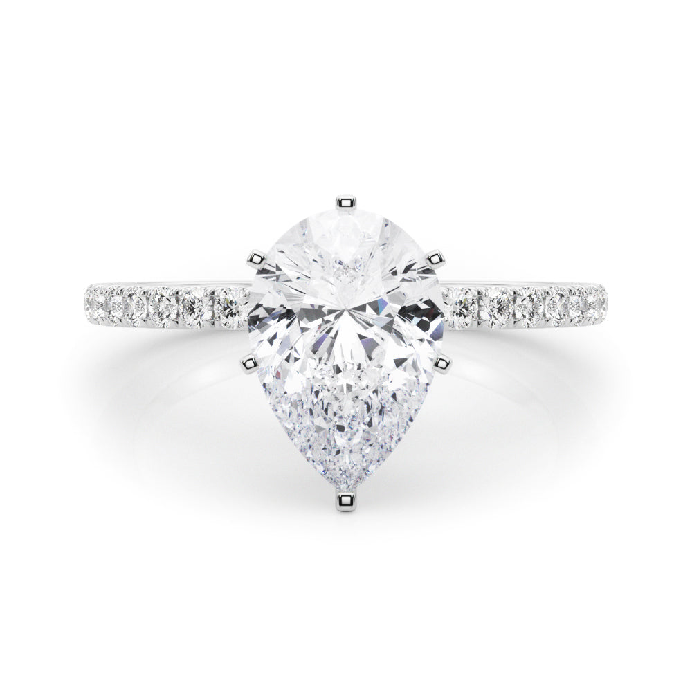 Lustrous 51162 Shank Round Diamond Engagement Ring in 10K/14K gold and platinum with certified lab-grown or natural diamonds