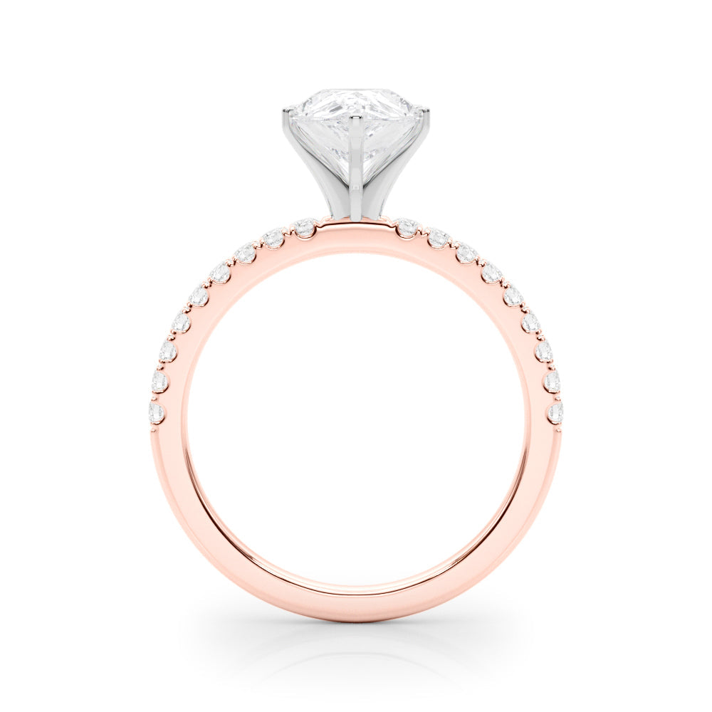 Lustrous 51162 Shank Round Diamond Engagement Ring in 10K/14K gold and platinum with certified lab-grown or natural diamonds