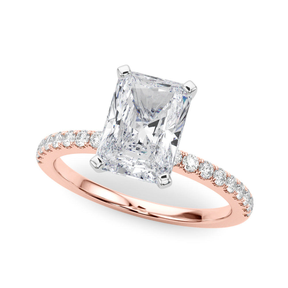 Lustrous 51162 Shank Round Diamond Engagement Ring in 10K/14K gold and platinum with certified lab-grown or natural diamonds