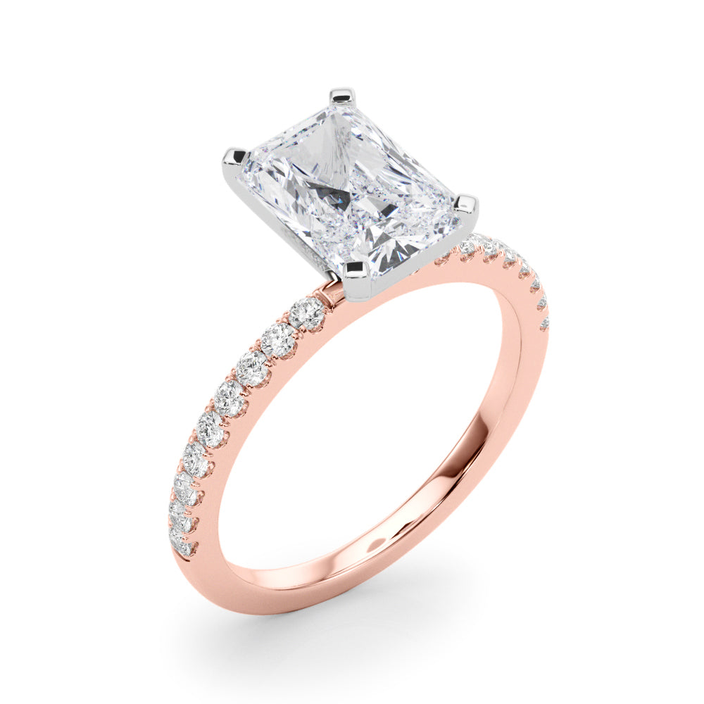 Lustrous 51162 Shank Round Diamond Engagement Ring in 10K/14K gold and platinum with certified lab-grown or natural diamonds