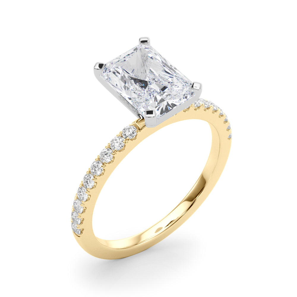 Lustrous 51162 Shank Round Diamond Engagement Ring in 10K/14K gold and platinum with certified lab-grown or natural diamonds