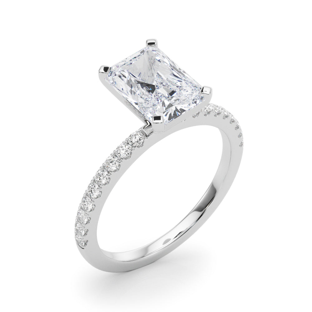 Lustrous 51162 Shank Round Diamond Engagement Ring in 10K/14K gold and platinum with certified lab-grown or natural diamonds