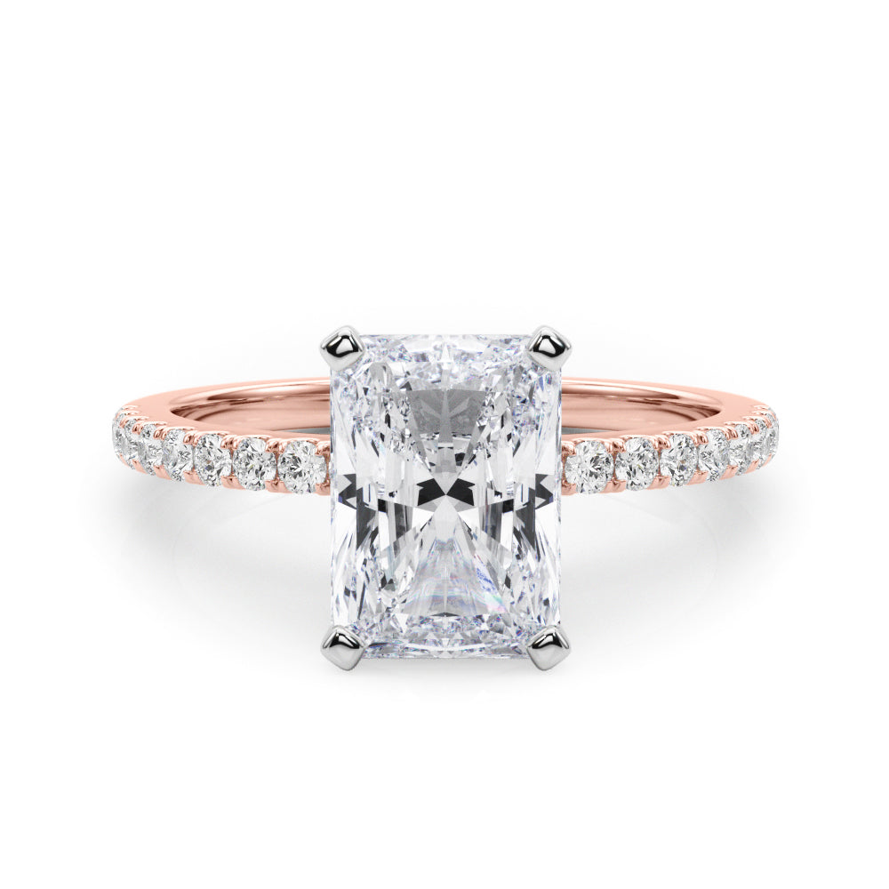 Lustrous 51162 Shank Round Diamond Engagement Ring in 10K/14K gold and platinum with certified lab-grown or natural diamonds