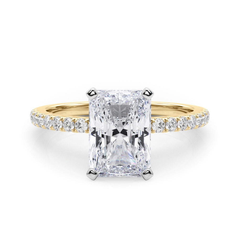 Lustrous 51162 Shank Round Diamond Engagement Ring in 10K/14K gold and platinum with certified lab-grown or natural diamonds