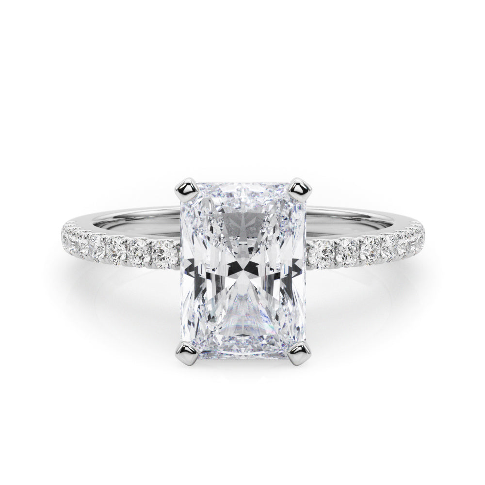 Lustrous 51162 Shank Round Diamond Engagement Ring in 10K/14K gold and platinum with certified lab-grown or natural diamonds