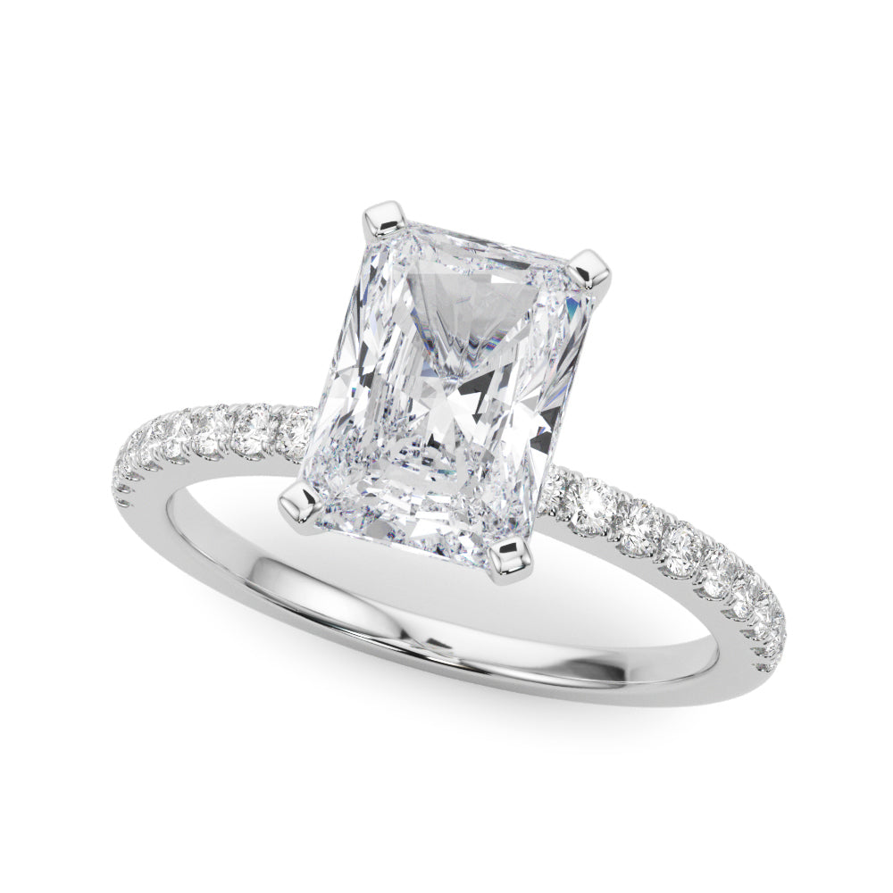 Lustrous 51162 Shank Round Diamond Engagement Ring in 10K/14K gold and platinum with certified lab-grown or natural diamonds