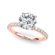 Lustrous 51162 Shank Round Diamond Engagement Ring in 10K/14K gold and platinum with certified lab-grown or natural diamonds