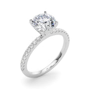 Lustrous 51162 Shank Round Diamond Engagement Ring in 10K/14K gold and platinum with certified lab-grown or natural diamonds