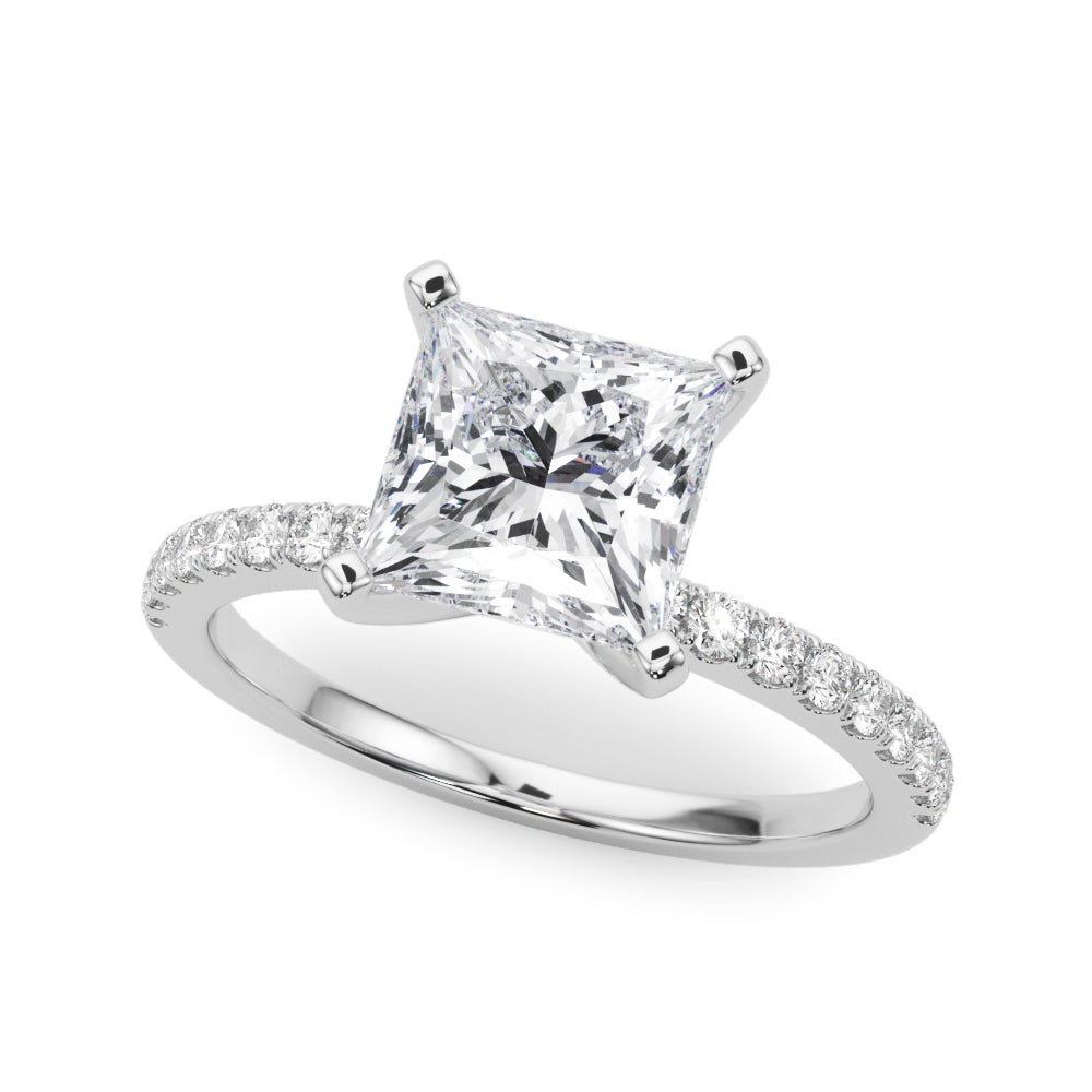 Lustrous 51162 Shank Round Diamond Engagement Ring in 10K/14K gold and platinum with certified lab-grown or natural diamonds