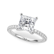 Lustrous 51162 Shank Round Diamond Engagement Ring in 10K/14K gold and platinum with certified lab-grown or natural diamonds