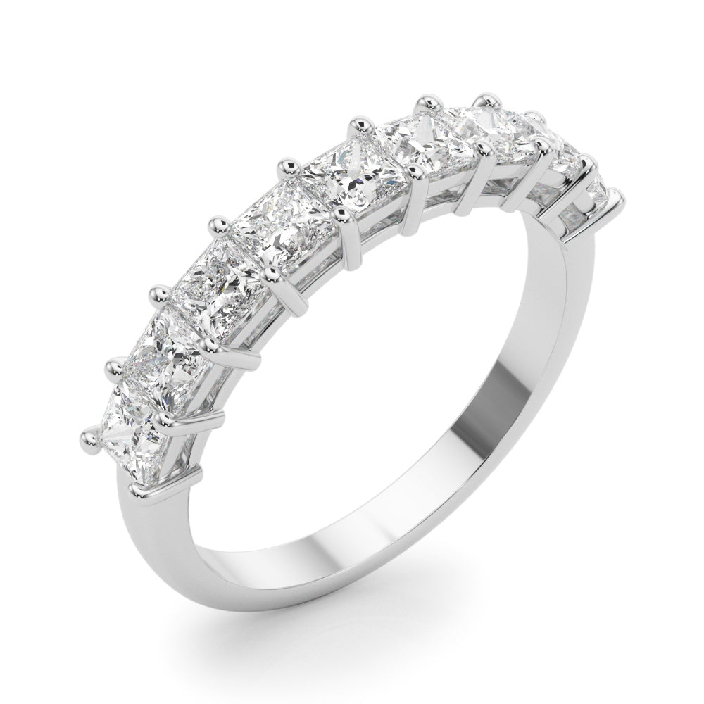 9-Stone Princess Cut Half Eternity Ring in Gold & Platinum